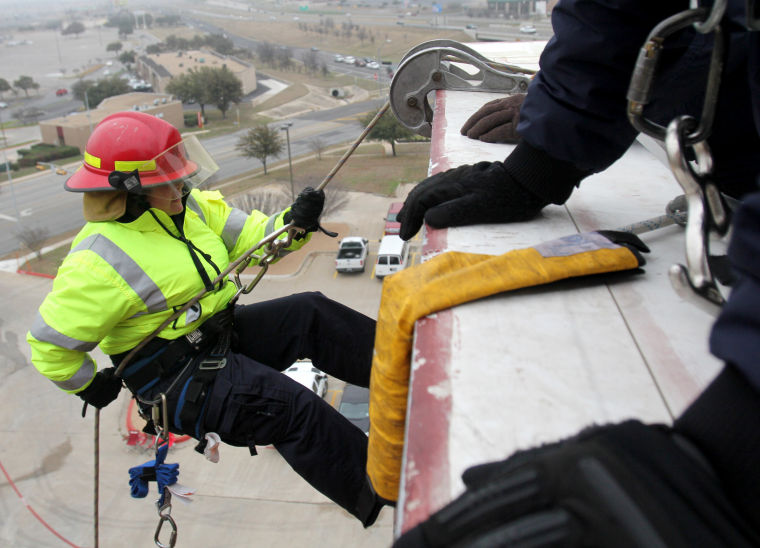 Firefighters Rappelling